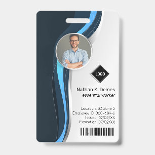 Crachá Onda de marinho   Segurança da Empresa para ID de 