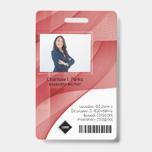 Crachá Onda Vermelha Segurança da Empresa de Foto ID de