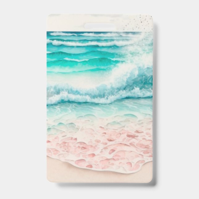 Crachá Ondas de praia rosa (Frente)
