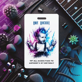 Crachá One Rocks! Cartão VIP de Aniversário de 1 Ano