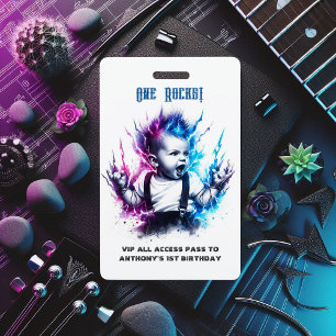 Crachá One Rocks! Cartão VIP de Aniversário de 1 Ano
