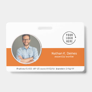 Crachá Orange ID Empresa de Foto ID para Funcionários S