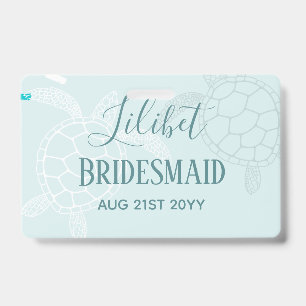Crachá Orçamento Bridesmaid Bridal Party Oferece tartarug