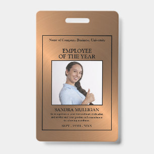 Crachá Ouro Rosa/Foto Personalizada - Prêmio de Funcionár