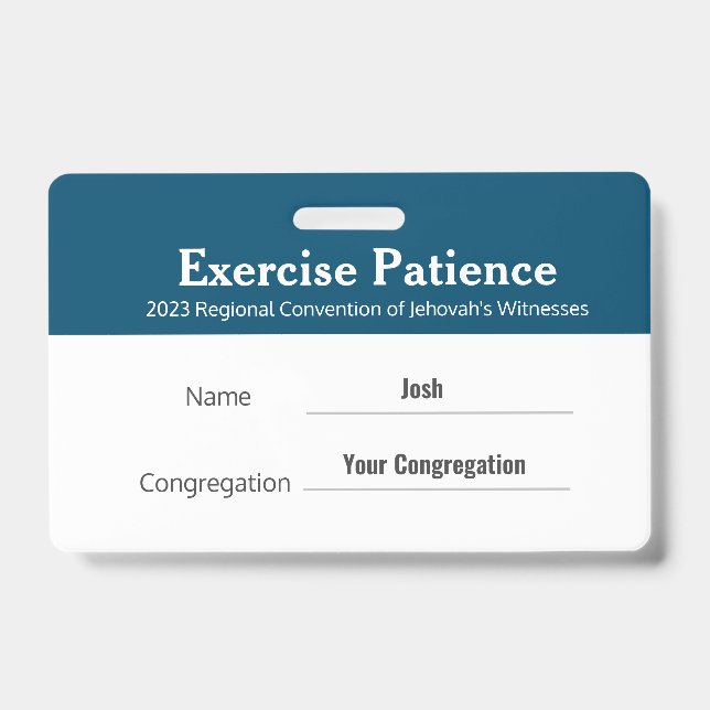 Crachá Paciência do Exercício de Nome Personalizado da Co (Frente)