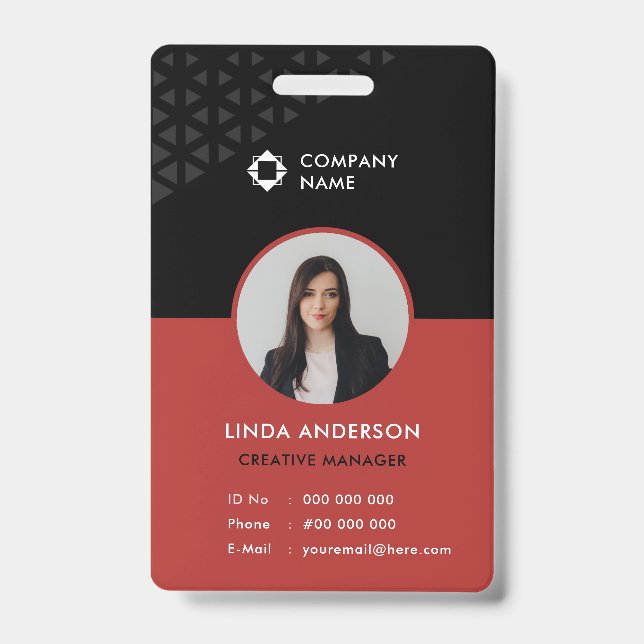 Crachá Padrão Abstrato de Identificação de Funcionário Pr (Frente)