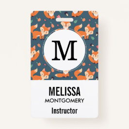 Crachá Padrão Animal da Raposa Laranja-branca