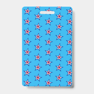 Crachá Padrão azul brilhante vermelho e branco das estrel