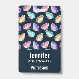 Crachá Padrão bonito de borboleta de aquarela Pastel