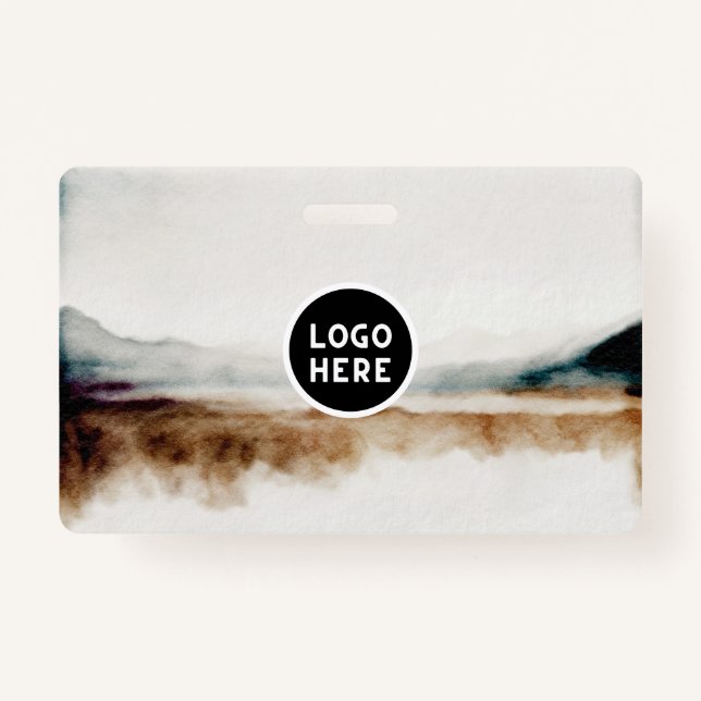 Crachá Padrão de Abstrato de Aquarela Natural Minimalista (Frente)