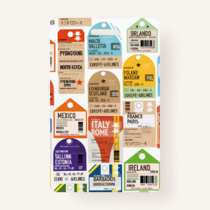 Crachá Padrão de bilhetes de viagens vintage. pescoço da