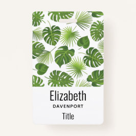 Crachá Padrão de Folhas Tropicais na moda Verde