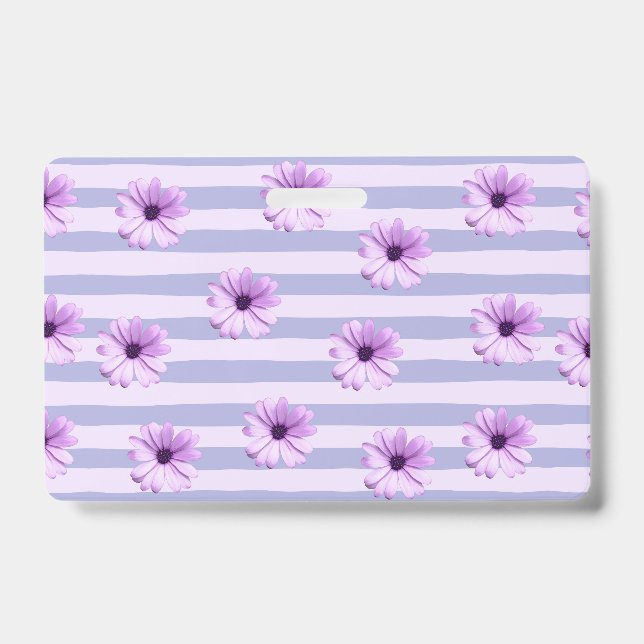 Crachá Padrão de Margarida Azul e Roxo (Frente)