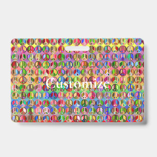 Crachá Padrão de símbolos de paz multicoloridos Thunder_C