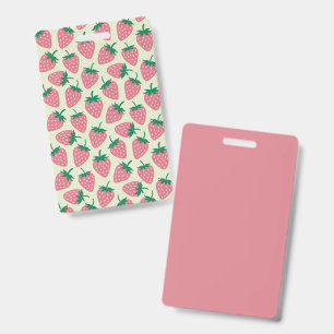 Crachá Padrão de Verão de Morango Rosa