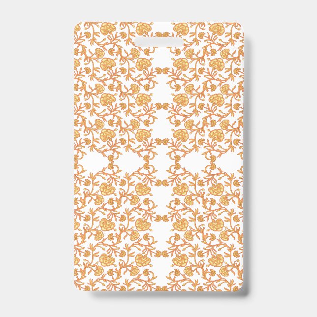 Crachá Padrão floral simétrico com mosca laranja (Frente)