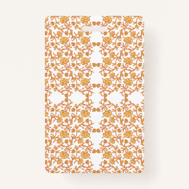 Crachá Padrão floral simétrico com mosca laranja (Frente)