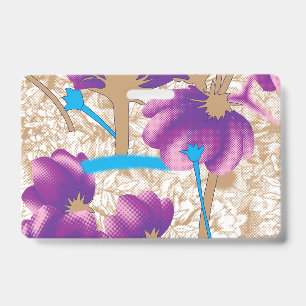 Crachá Padrão floral vibrante com púrpura e azul f