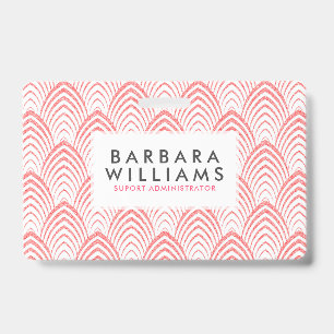 Crachá Padrão Geométrico Art-Deco Rosa e Branco