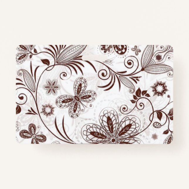 Crachá Padrão Incolor Floral (Frente)