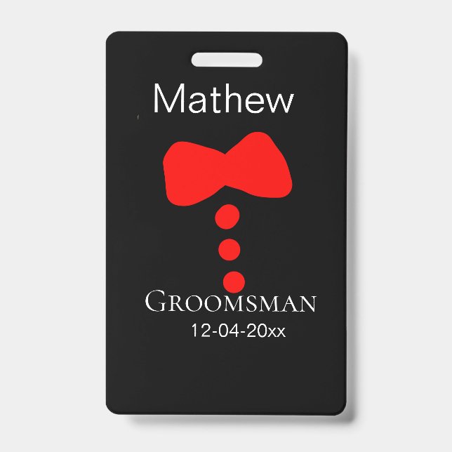 Crachá padrinho de casamento adiciona nome ano arco preto (Frente)