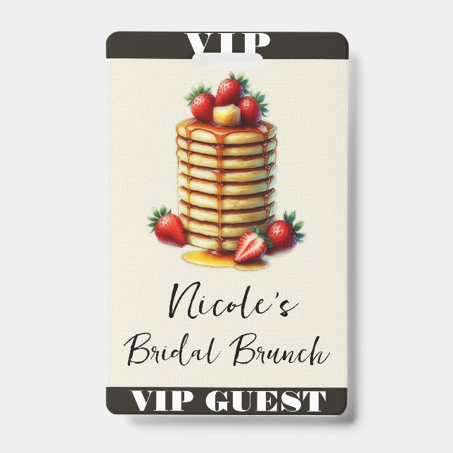 Crachá Pancakes Strawberry Stack Bridal Brunass VIP Pass (Front)