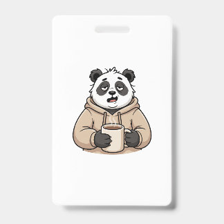 Crachá Panda Café Desenho Animado Muito Cansado Para Func