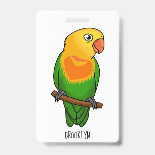Crachá Papagaio de desenho animado de pássaro amoroso fof