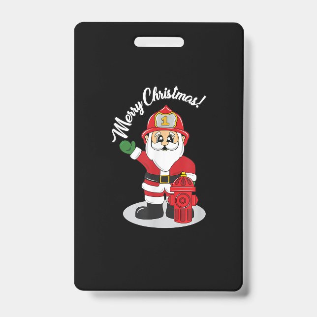 Crachá Papai Noel Bombeiro de Natal (Frente)