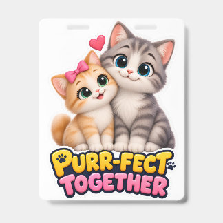 Crachá Par Perfeito Juntos Casal de Gatos Fofos Amor Engr