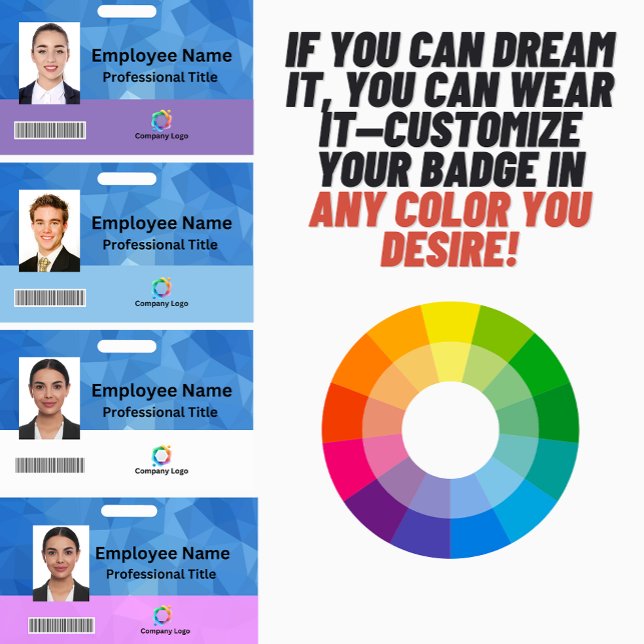 Crachá para funcionários personalizados com foto,  (Personalized Name Badges & Professional ID Solutions, Customised Name Badges For Any Profession )
