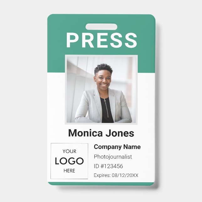 Crachá para profissionais de código QR de foto do  (Front)