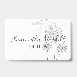 Crachá Parteira Doula de Nascimento Flores Ilustradas