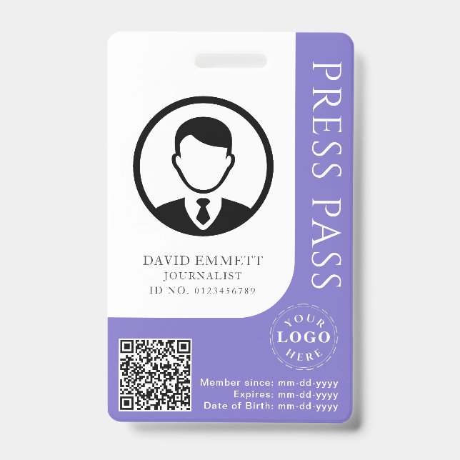 Crachá Pass. Púrpura Mudada Personalizada com Deta Editáv (Frente)