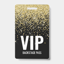 Crachá Pass VIP Dourado Negro com ID de código QR