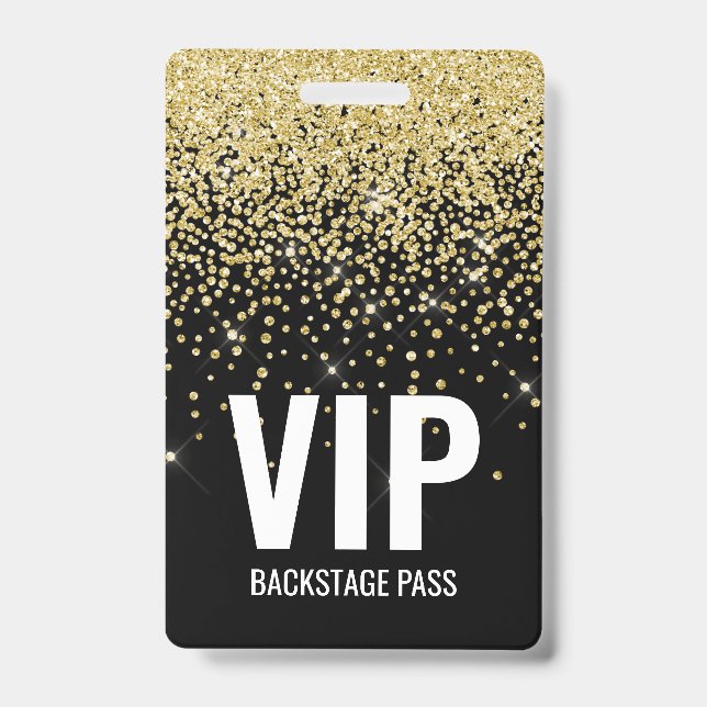 Crachá Pass VIP Dourado Negro com ID de código QR (Frente)