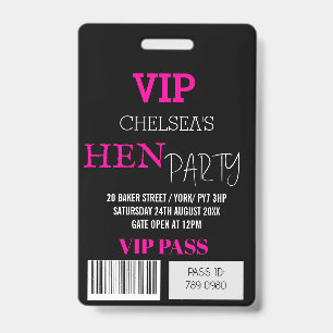 Crachá Passagem de Acesso VIP para Festa de Despedida de 