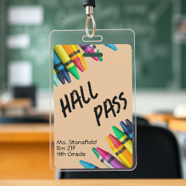 Crachá Passagem de Corredor para Aluno Professor Giz Sala