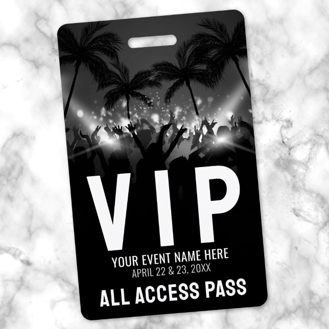 Crachá Passagem Tudo Incluído Evento Preto Branco VIP (All Access Pass Black White Event VIP Badge )