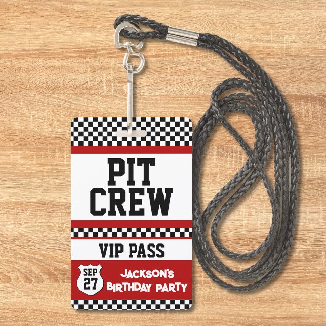 Crachá Passagem VIP da Equipe de Pit de Carro de Corrida  (Criador carregado)
