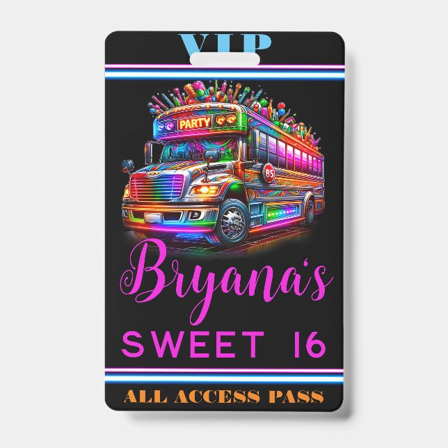 Crachá Passagem VIP de Ônibus de Festa Divertida Luzes Br (Frente)
