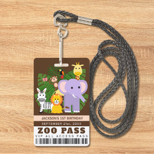 Crachá Passagem VIP para o Zoológico de Animais Selvagens