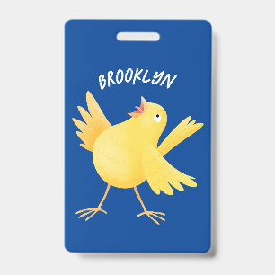 Crachá Passarinho-canário amarelo cantando desenho animad