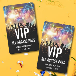 Crachá Passe de Acesso Total VIP de Bilhete de Concerto