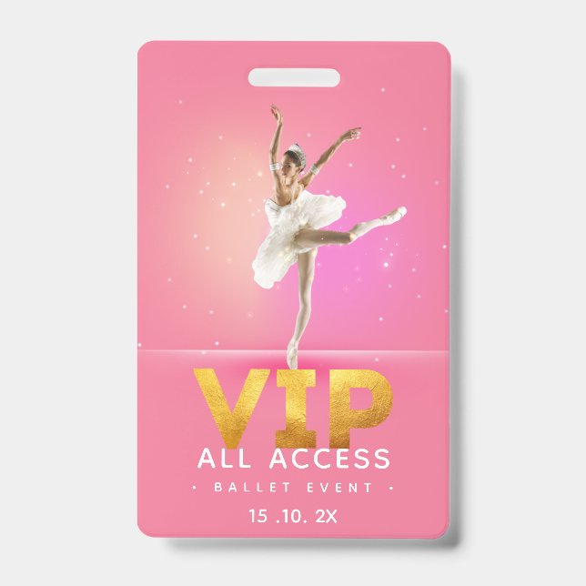Crachá Passe de Acesso Total VIP do evento de Ballet (Frente)