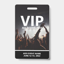 Crachá Passe de Acesso Total VIP Evento de Concerto Perso