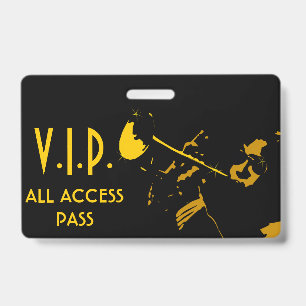 Crachá Passe de Acesso Total VIP Horizontal em Evento Mus