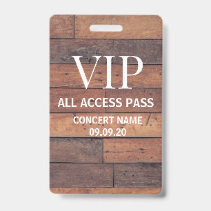 Crachá Passe de Acesso Total VIP Nome Personalizado em Ma