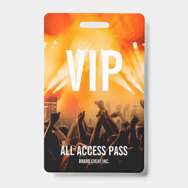 Crachá Passe de Acesso Total VIP para Evento de Concerto (Frente)