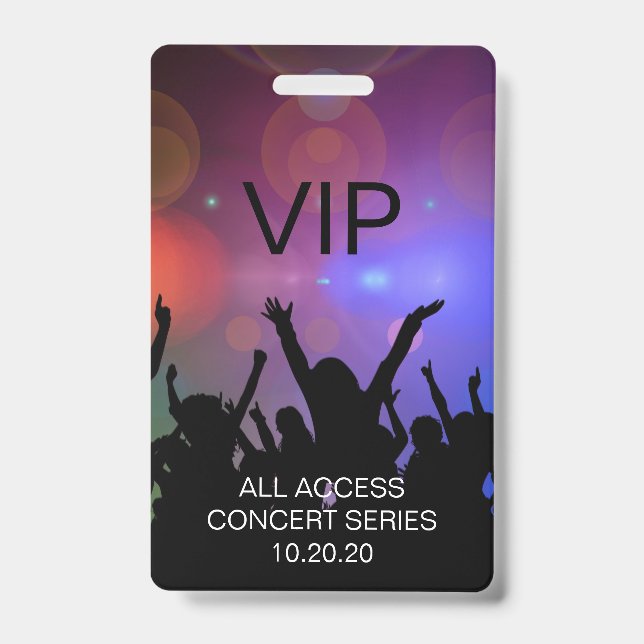 Crachá Passe de Acesso Total VIP Personalizado para Conce (Frente)